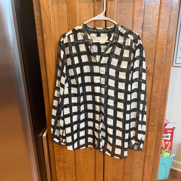Michael Kors 1X black and white top with chain - Picture 1 of 4